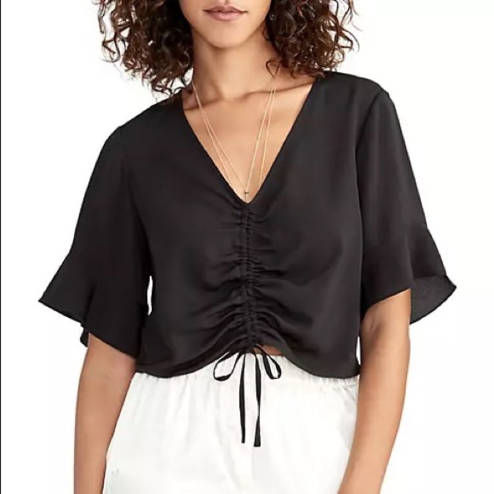 Rachel Roy black ruched blouse